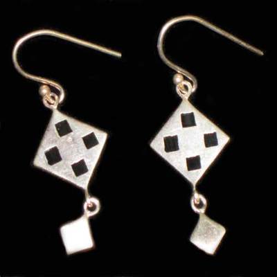 Pendientes plata colgar rombo placa
