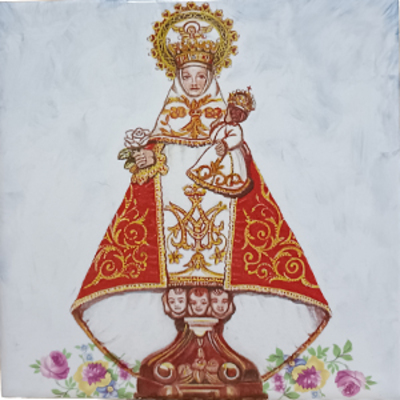 Azulejo Virgen de Covadonga  15 x 15 cm. NUEVO