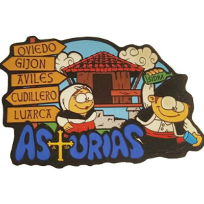 Imán metal asturianos con hórreo y Señales