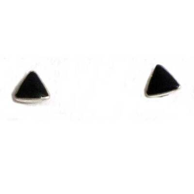 Pendientes plata/azabache presión triangular
