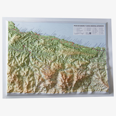 Mapa relieve Picos de Europa y Costa Oriental Mapa relieve Picos de Europa y Costa Oriental