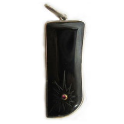 Colgantes plata/azabache - motivos florales - varios modelos