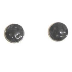  Pendientes plata y azabache presion tallados - redondos