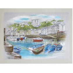  Luarca litrografia pequeña - pastel y acuarela 