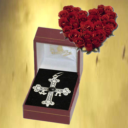Cruz victoria plata/azabache grande