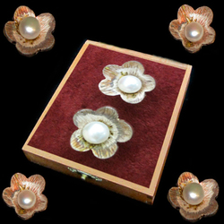Pendientes plata presión con flor y perla