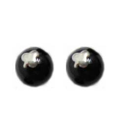 Pendiente presión bolas plata/azabache 