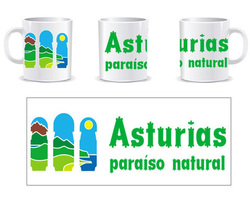 Taza Cerámica logo Asturias paraiso natural con letras