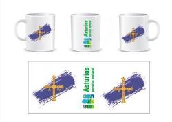 Taza Cerámica Bandera de Asturias y Logo y letras de Paraiso Natural