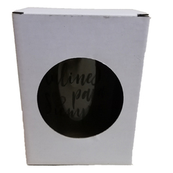 Caja presentación de vaso de sidra blanca