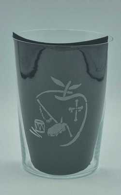 Vaso sidra motivo Manzana, gaita, tambor y cruz