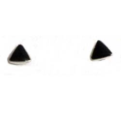Pendientes plata/azabache presión triangular